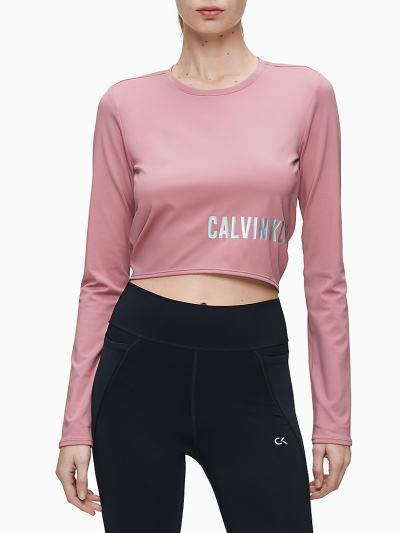 Calvin Klein Ruhák HU906649 | Calvin Klein Slim Knot Női Hosszú Ujjú Póló Rózsaszín